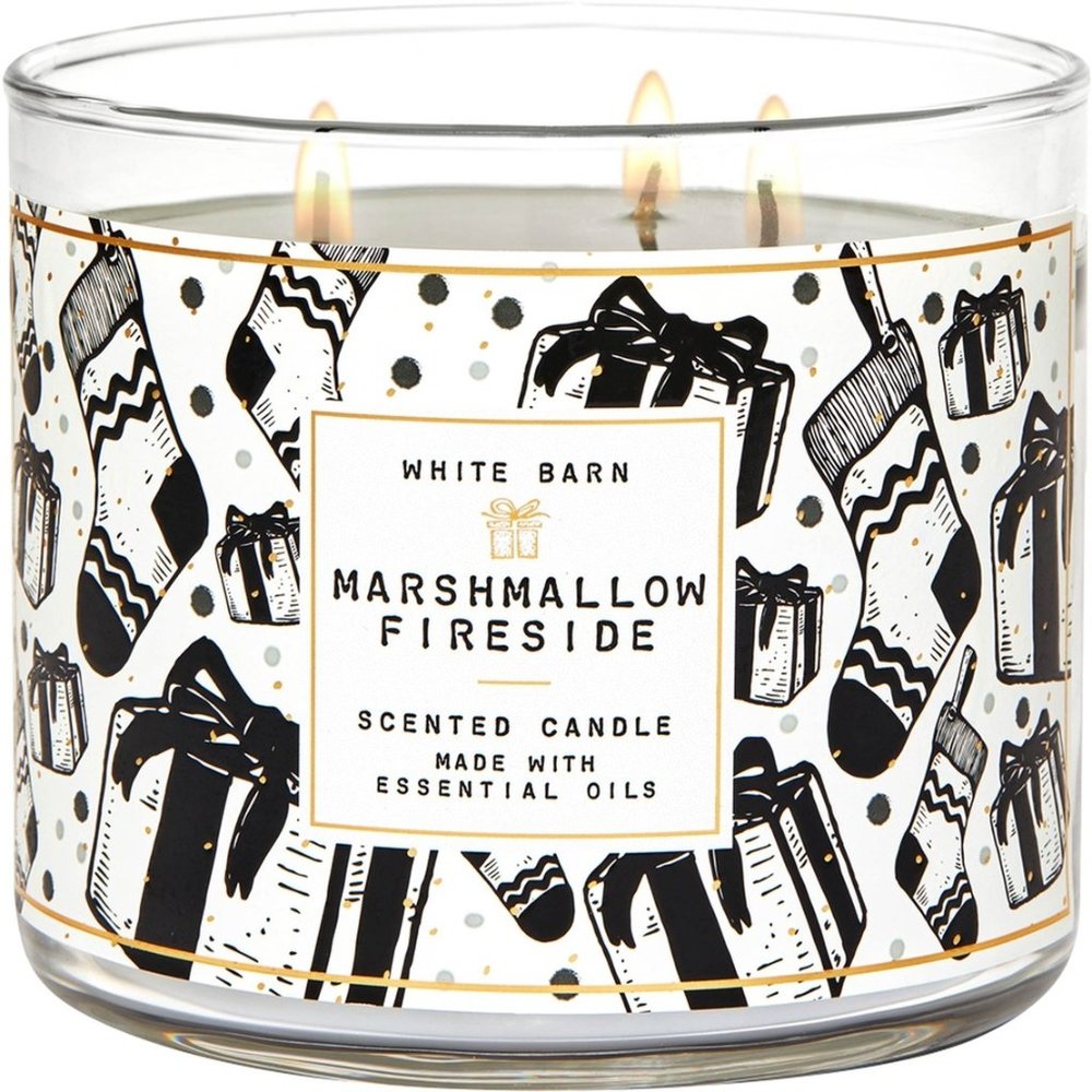 Marshmallow Fireside 3-Wick Candle White Barn (BBW)